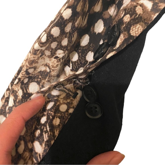 BCBGMAXAZRIA Shawl collar cropped brown cheetah/ feather print blazer - Picture 11 of 16